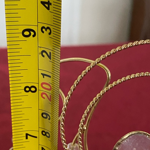 Vintage Capiz Shell Christmas Angel with Wings Playing Harp Gold Metal Crystals - Picture 7 of 16